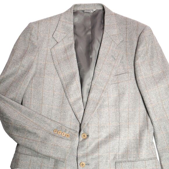 CANALI Blazer Men 40R Cashmere Wool Check Tweed Gray Sport Coat Jacket Italy